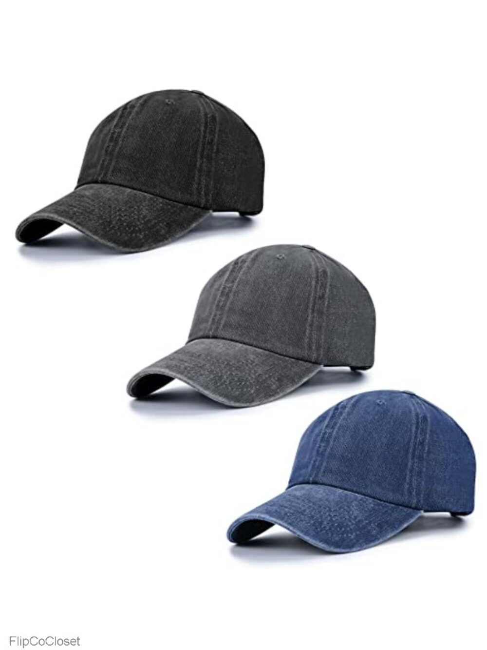 Cotton Baseball Cap Unisex Vintage Washed Distressed Adjustable Dad Hat 3 Pack